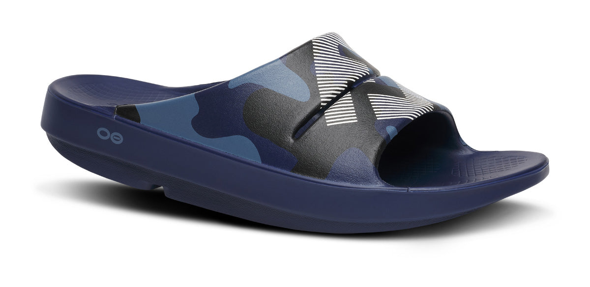 FJ X OOFOS Men'S OOahh Sport Slide Sandal - Navy Camo